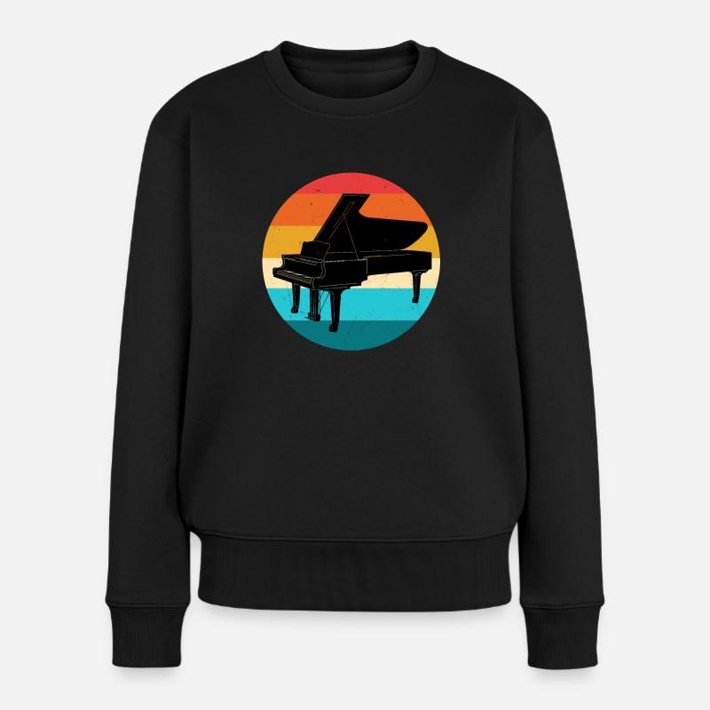 Klavier - Frauen Premium Bio Pullover - Schwarz