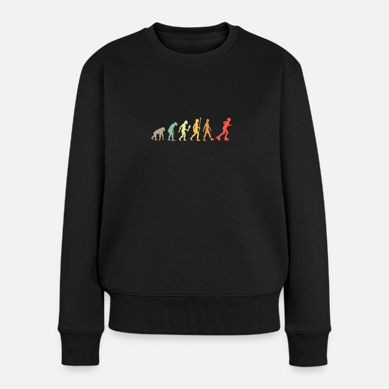 Vintage Inline Skating Evolution Skater Geschenk - Frauen Premium Bio Pullover - Schwarz