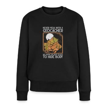 Geocaching Geo Caching Geocacher - Frauen Premium Bio Pullover - Schwarz - Vorne - Julia (174cm)