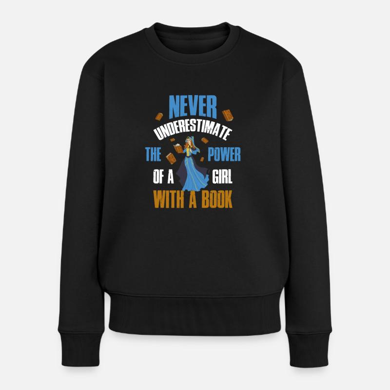 Lesen Leser Bücher Buch Geschenk - Frauen Premium Bio Pullover - Schwarz
