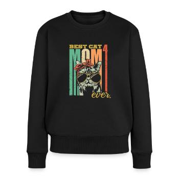 Best Cat Mom ever 4 Katzen vierfache Katzenmama - Frauen Premium Bio Pullover - Schwarz - Vorne - Julia (174cm)
