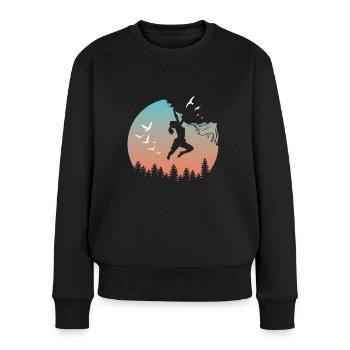 Climbing Silhouette Mountaineer Sunset Nature - Women's Premium Organic Jumper - black - Front - Julia (174cm)