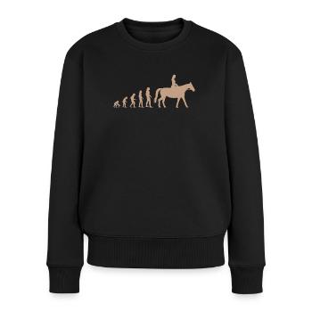 Reiten Reiterin Pferd Evolution Lustig Geschenk - Frauen Premium Bio Pullover - Schwarz - Vorne - Julia (174cm)
