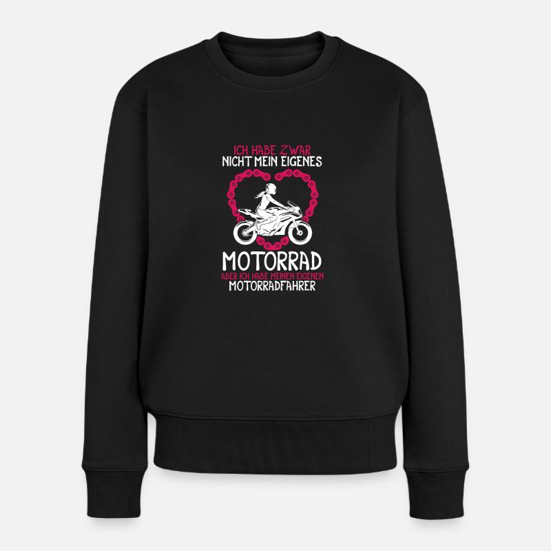 Ich habe zwar nicht mein eigenes Motorrad Bikerin - Frauen Premium Bio Pullover - Schwarz