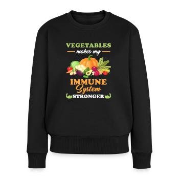 Gesundes Essen Ernährung Spruch Gemüse - Frauen Premium Bio Pullover - Schwarz - Vorne - Julia (174cm)