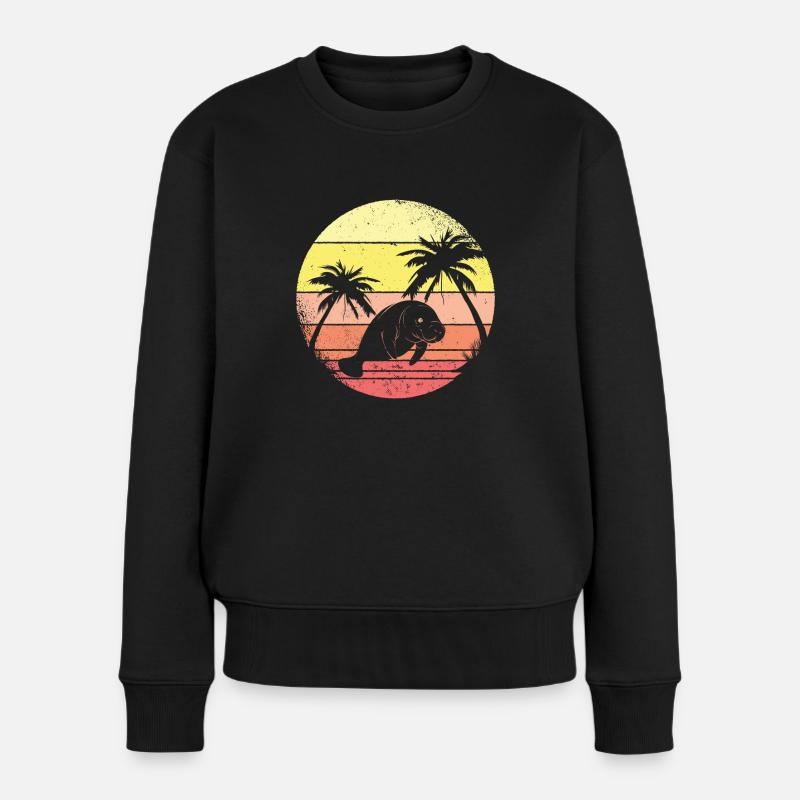 Seekuh Und Palmen - Frauen Premium Bio Pullover - Schwarz