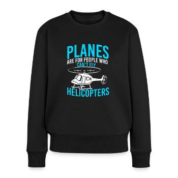 Hubschrauber - Frauen Premium Bio Pullover - Schwarz - Vorne - Julia (174cm)