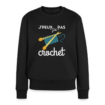 Crochet Je Peux Pas J'ai Crochet Tricot Crocheter - Pull Premium bio Femme - noir - Devant - Julia (174cm)