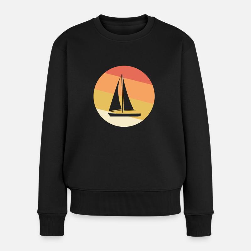 Vintage Segelschiff - Frauen Premium Bio Pullover - Schwarz