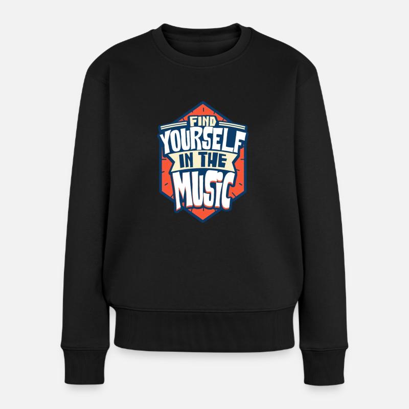 Musik - Frauen Premium Bio Pullover - Schwarz
