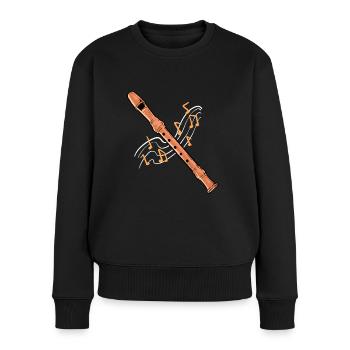 Flöte Blockflöte Noten Flötenspieler Vintage - Frauen Premium Bio Pullover - Schwarz - Vorne - Julia (174cm)