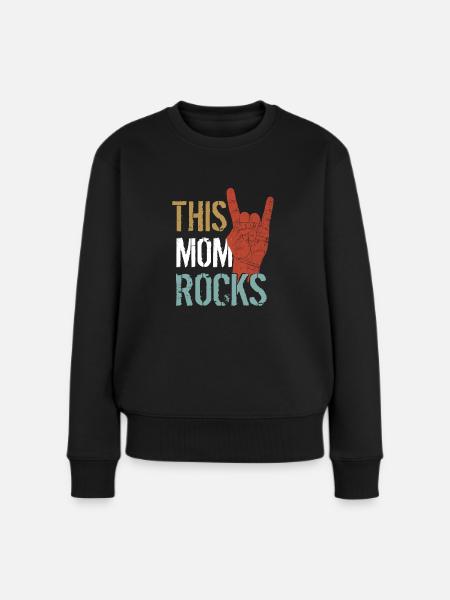 This Mom Rocks Muttertag Geschenkidee - Frauen Premium Bio Pullover - Schwarz