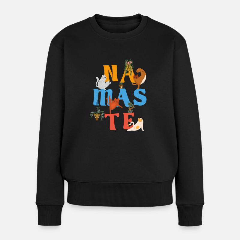 Namaste Chats Yoga Meditation - Pull Premium bio Femme - noir