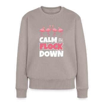Calm the herd down - Women's Premium Organic Jumper - taupe - Front - Julia (174cm)