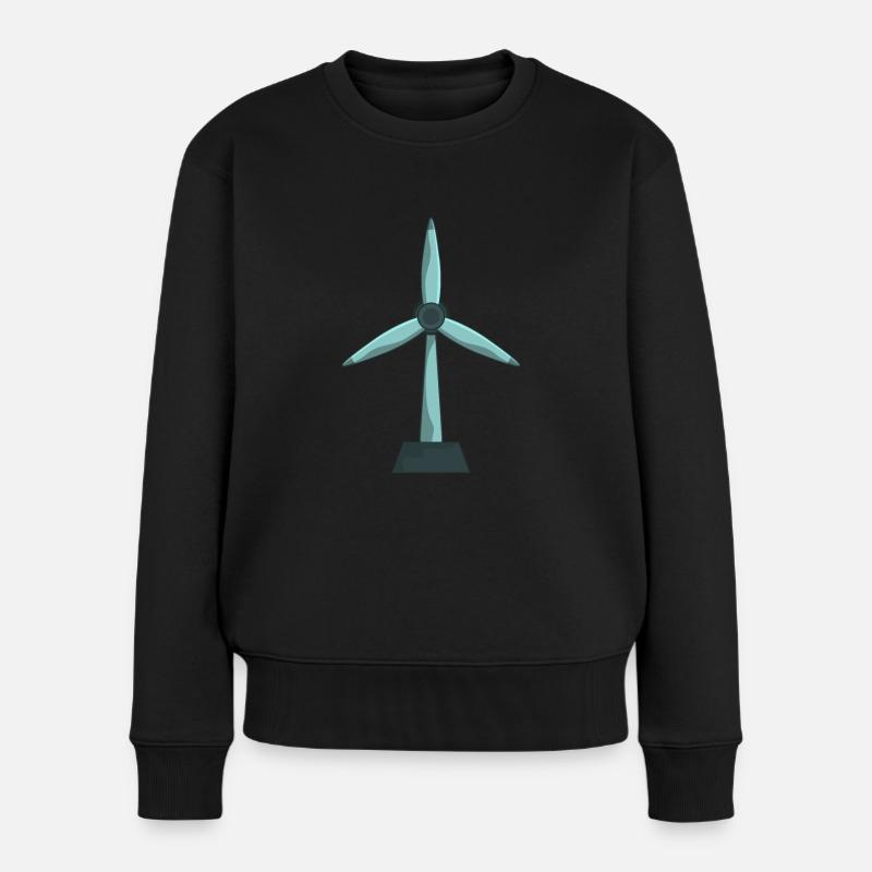 Windrad Windenergie Klimaschutz - Frauen Premium Bio Pullover - Schwarz