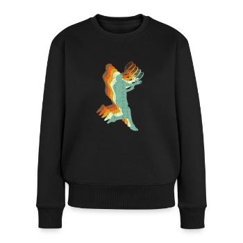 Tennis Retro Style - Frauen Premium Bio Pullover - Schwarz - Vorne - Julia (174cm)