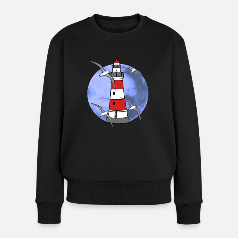 Norddeutschland Leuchtturm Nautik Maritim Möwe - Frauen Premium Bio Pullover - Schwarz