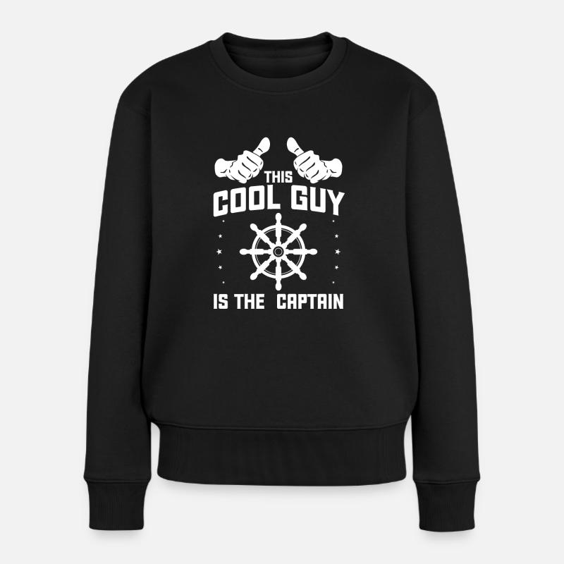 Kapitän Kapitän Segeln Geschenk - Frauen Premium Bio Pullover - Schwarz