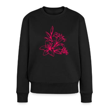 Lys fleurs plante - Pull Premium bio Femme - noir - Devant - Julia (174cm)