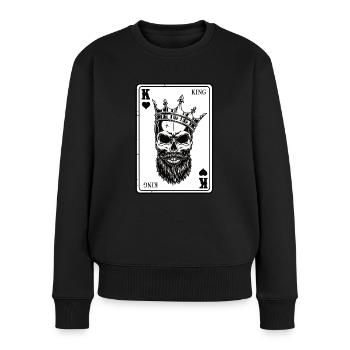 King And Queen Skull - 2/2 Card Hearts Flush - Frauen Premium Bio Pullover - Schwarz - Vorne - Julia (174cm)