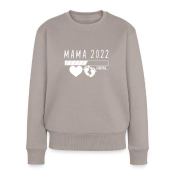 Damen Mama 2022 Loading - Werdende Mama - Frauen Premium Bio Pullover - Taupe - Vorne - Julia (174cm)