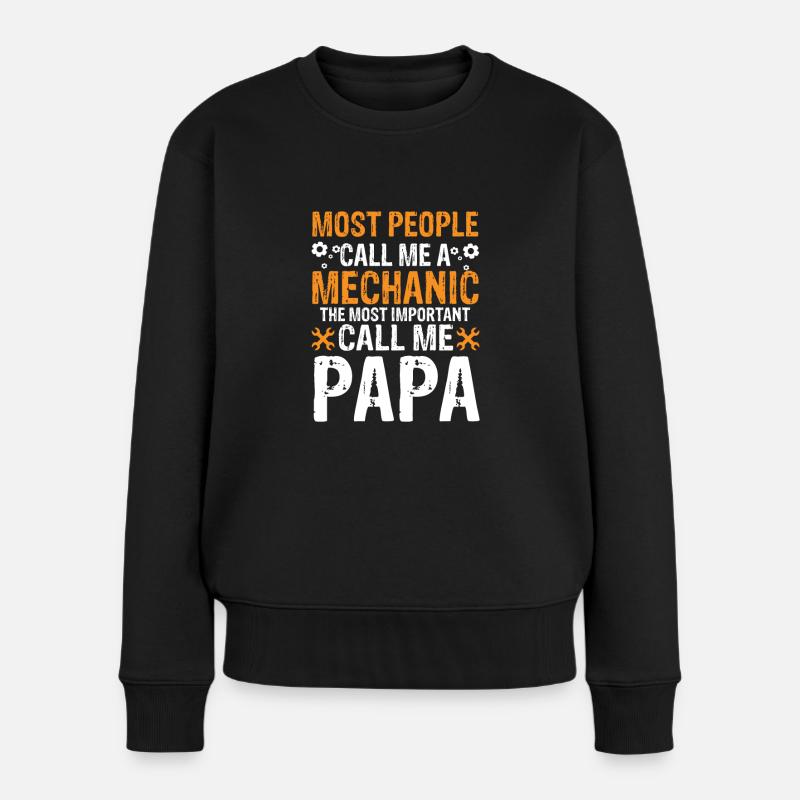 Mechaniker Vater Papa Spruch Geschenk Lustig - Frauen Premium Bio Pullover - Schwarz