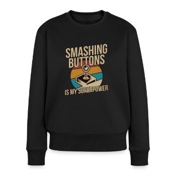 Cadeau de joueur vintage - Jeux vidéo de jeu rétro - Pull Premium bio Femme - noir - Devant - Julia (174cm)