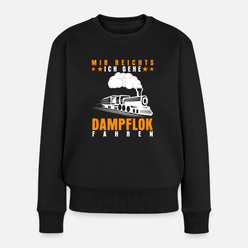 Dampflok Dampfloks Eisenbahn - Frauen Premium Bio Pullover - Schwarz