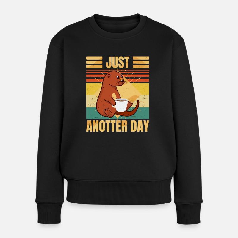 Funny Otter – Just Anotter Day - Retro Coffee - Frauen Premium Bio Pullover - Schwarz