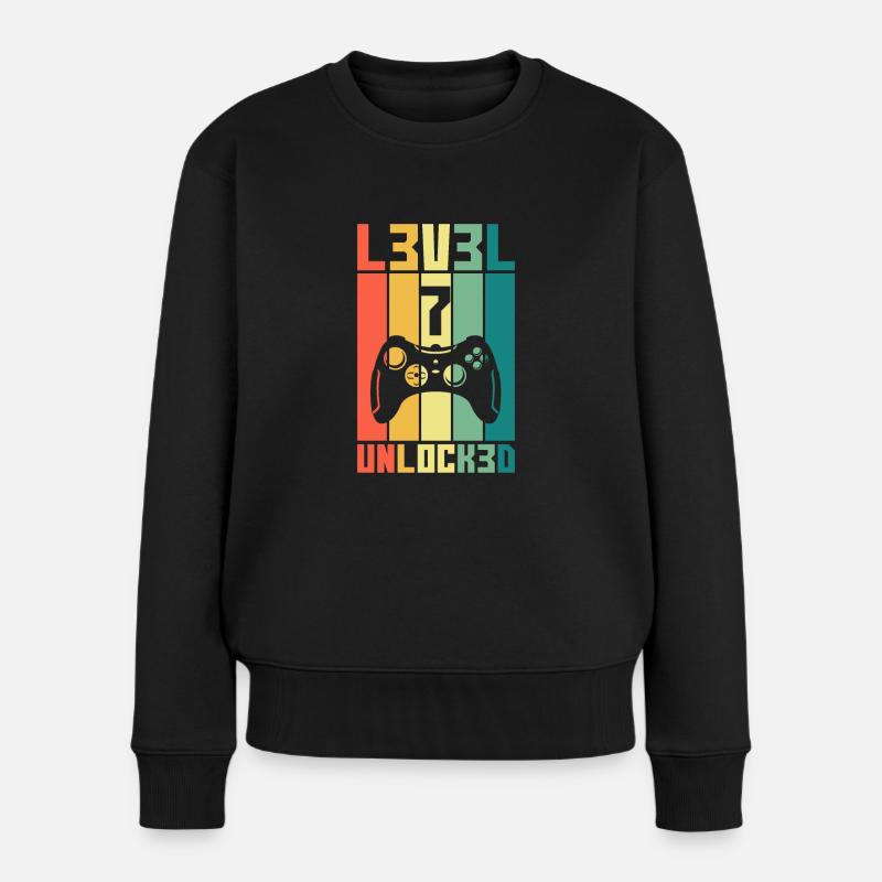 Level 7 Unlocked Zocker 7 Geburtstag Geschenk - Frauen Premium Bio Pullover - Schwarz