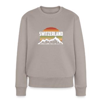 Montagnes suisses et Alpes Suisses - Pull Premium bio Femme - taupe - Devant - Julia (174cm)