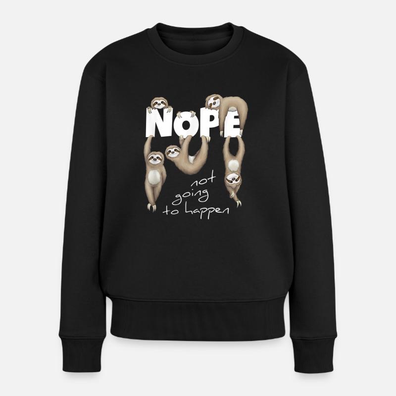 Faultier Faultiere Nope - Frauen Premium Bio Pullover - Schwarz