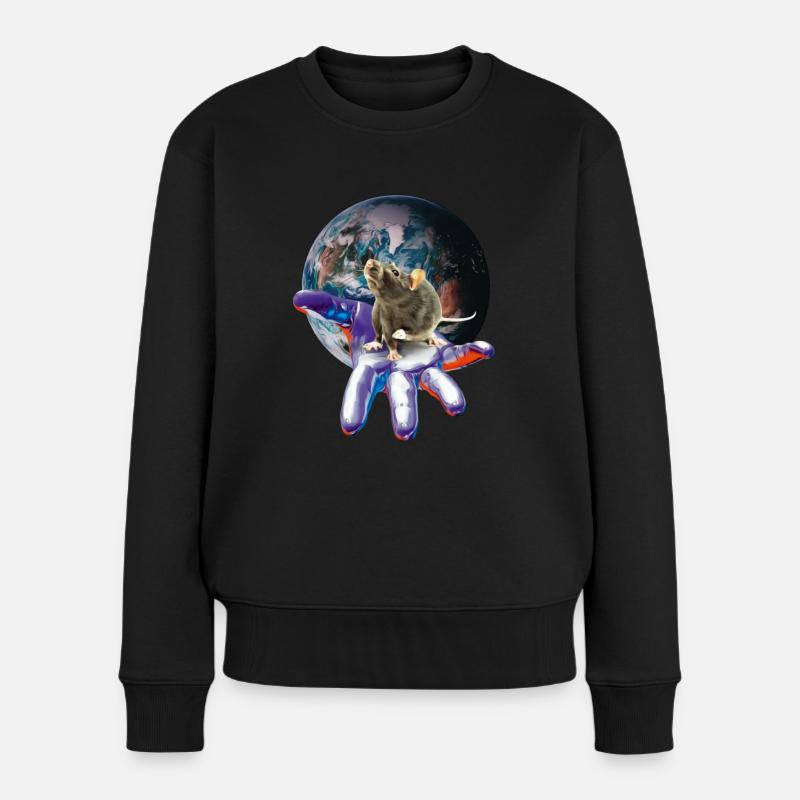 Ratte - Frauen Premium Bio Pullover - Schwarz