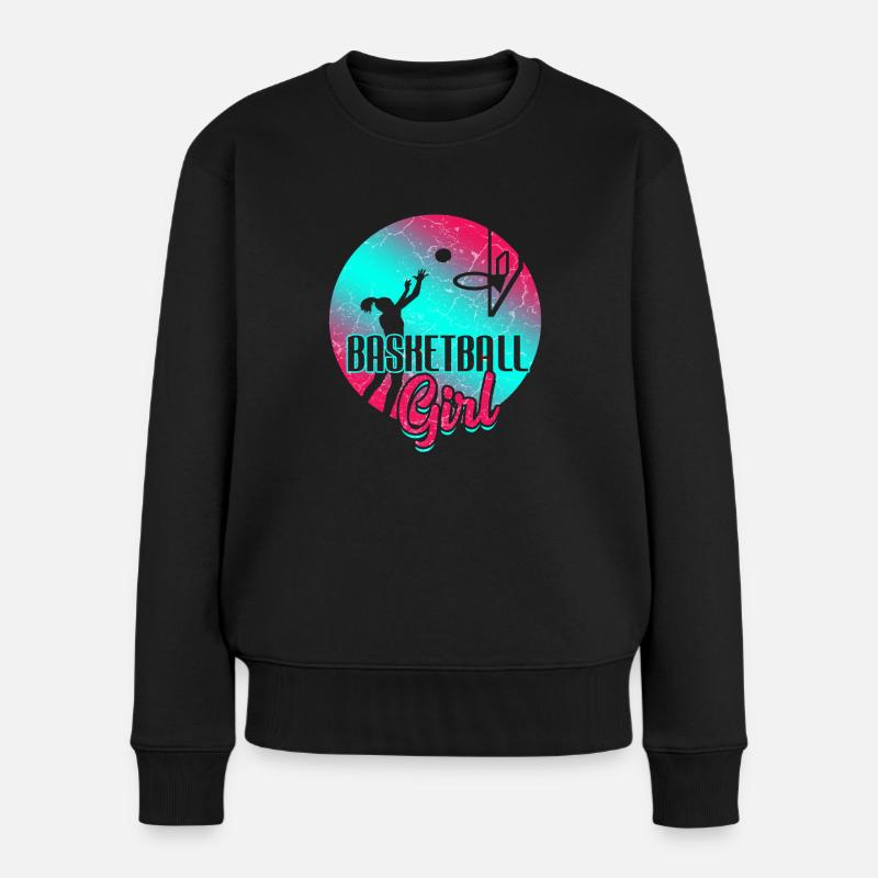 Basketballspieler Basketball Mädchen - Frauen Premium Bio Pullover - Schwarz