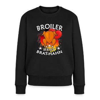 broiler best brathahn ddr - Frauen Premium Bio Pullover - Schwarz - Vorne - Julia (174cm)