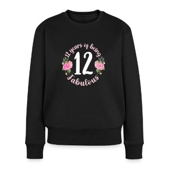 12-jähriges Mädchen Geburtstag. 12. Geburtstag Teenager - Frauen Premium Bio Pullover - Schwarz - Vorne - Julia (174cm)