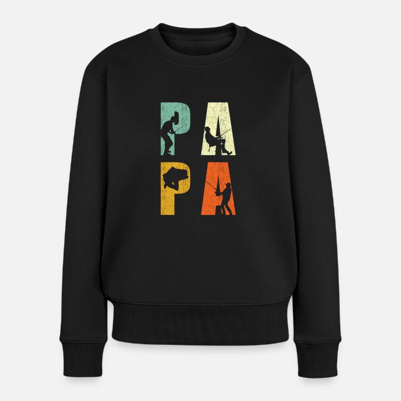 Angler Papa Angeln Geschenk - Frauen Premium Bio Pullover - Schwarz