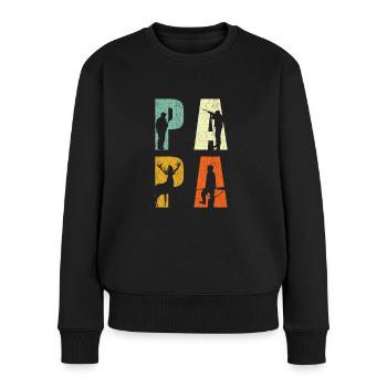 Jäger Papa Jagd Vater Geschenk - Frauen Premium Bio Pullover - Schwarz - Vorne - Julia (174cm)