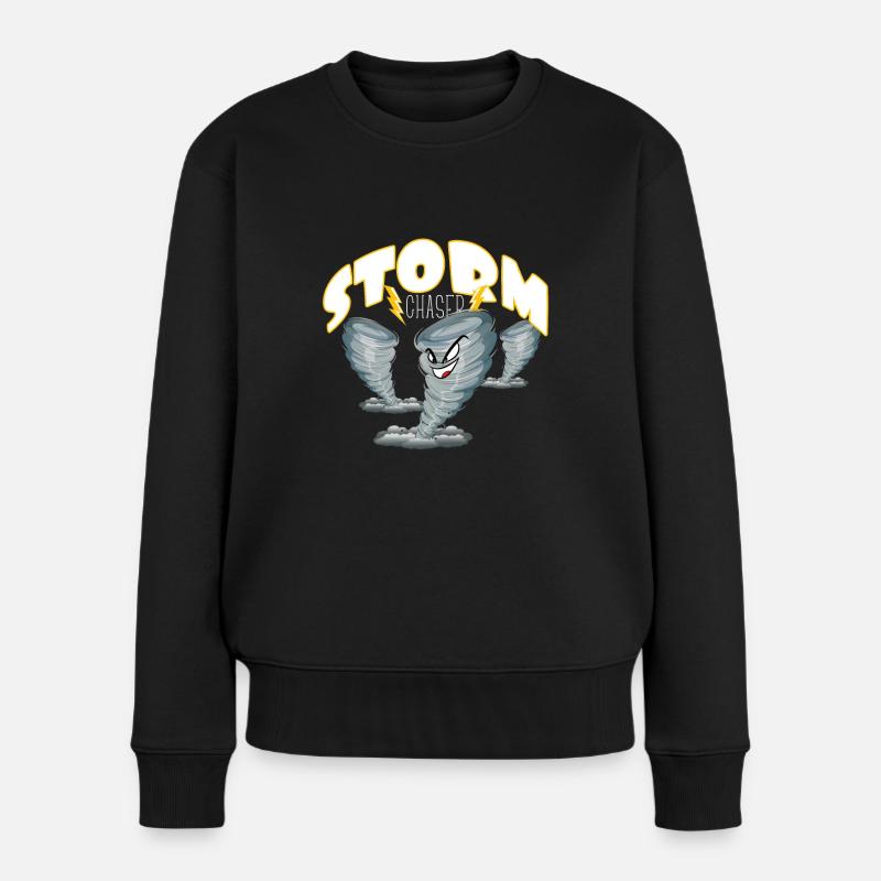Angry Tornado Storm Chaser - Frauen Premium Bio Pullover - Schwarz