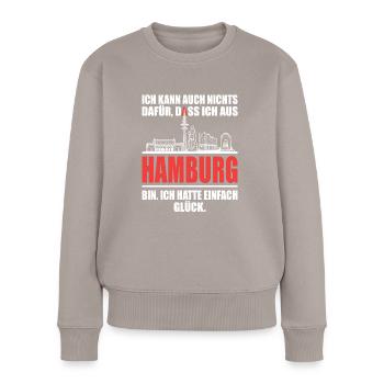 Hamburg Hamburger Bundesland lustiges Hamburg - Frauen Premium Bio Pullover - Taupe - Vorne - Julia (174cm)