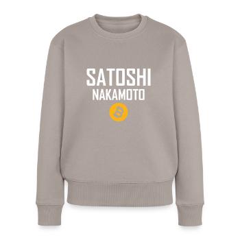 Satoshi Nakamoto - Frauen Premium Bio Pullover - Taupe - Vorne - Julia (174cm)