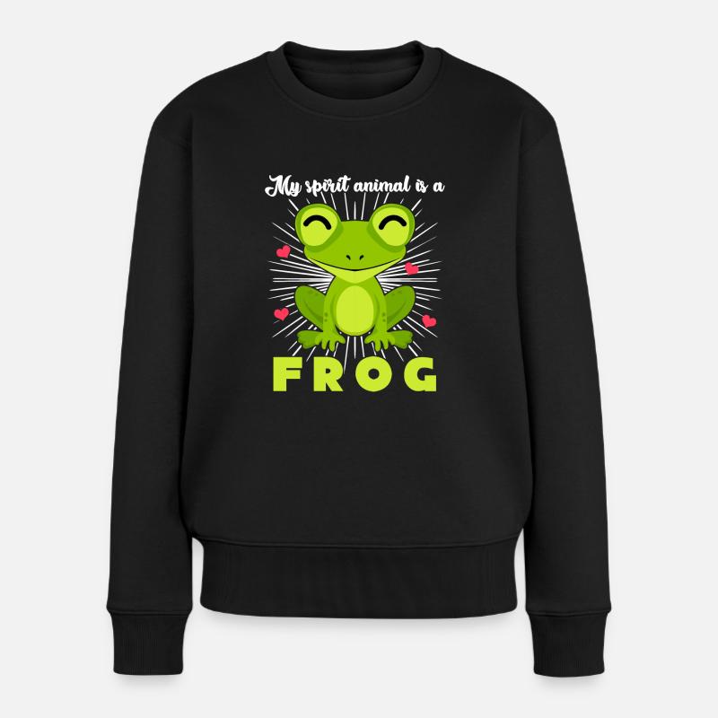 Frosch Frösche - Frauen Premium Bio Pullover - Schwarz