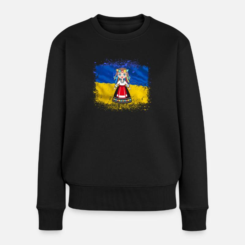 Mädchen im ukrainischen Nationalkleid Ukraine - Frauen Premium Bio Pullover - Schwarz