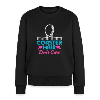 Achterbahn Haare - Frauen Premium Bio Pullover - Schwarz - Vorne - Julia (174cm)
