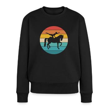Voltigieren | Retro Style - Frauen Premium Bio Pullover - Schwarz - Vorne - Julia (174cm)