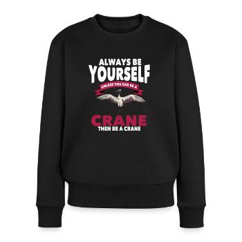Kranich - Frauen Premium Bio Pullover - Schwarz - Vorne - Julia (174cm)