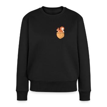 Eichhörnchen Brusttasche - Frauen Premium Bio Pullover - Schwarz - Vorne - Julia (174cm)