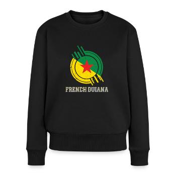 Französisch-Guayana Runder Schild Landesfarben - Frauen Premium Bio Pullover - Schwarz - Vorne - Julia (174cm)