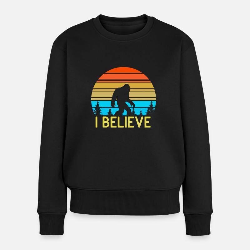 I Believe Bigfoot - Frauen Premium Bio Pullover - Schwarz