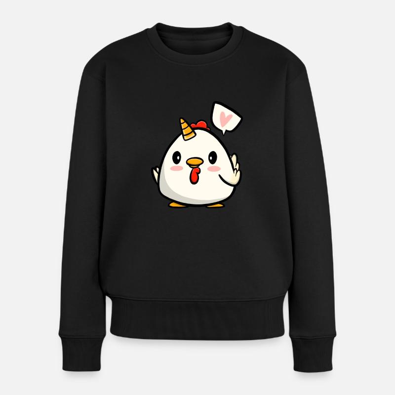 Huhn Einhorn - Frauen Premium Bio Pullover - Schwarz